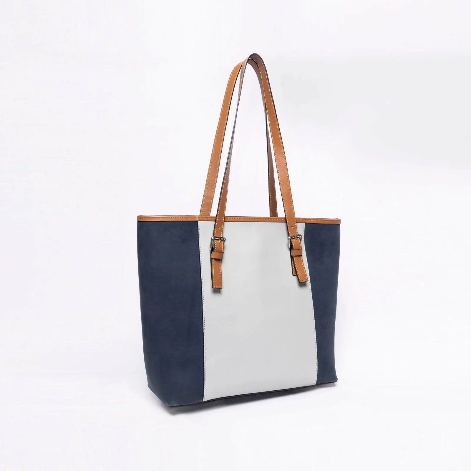 Colorblock Leather Tote Bag