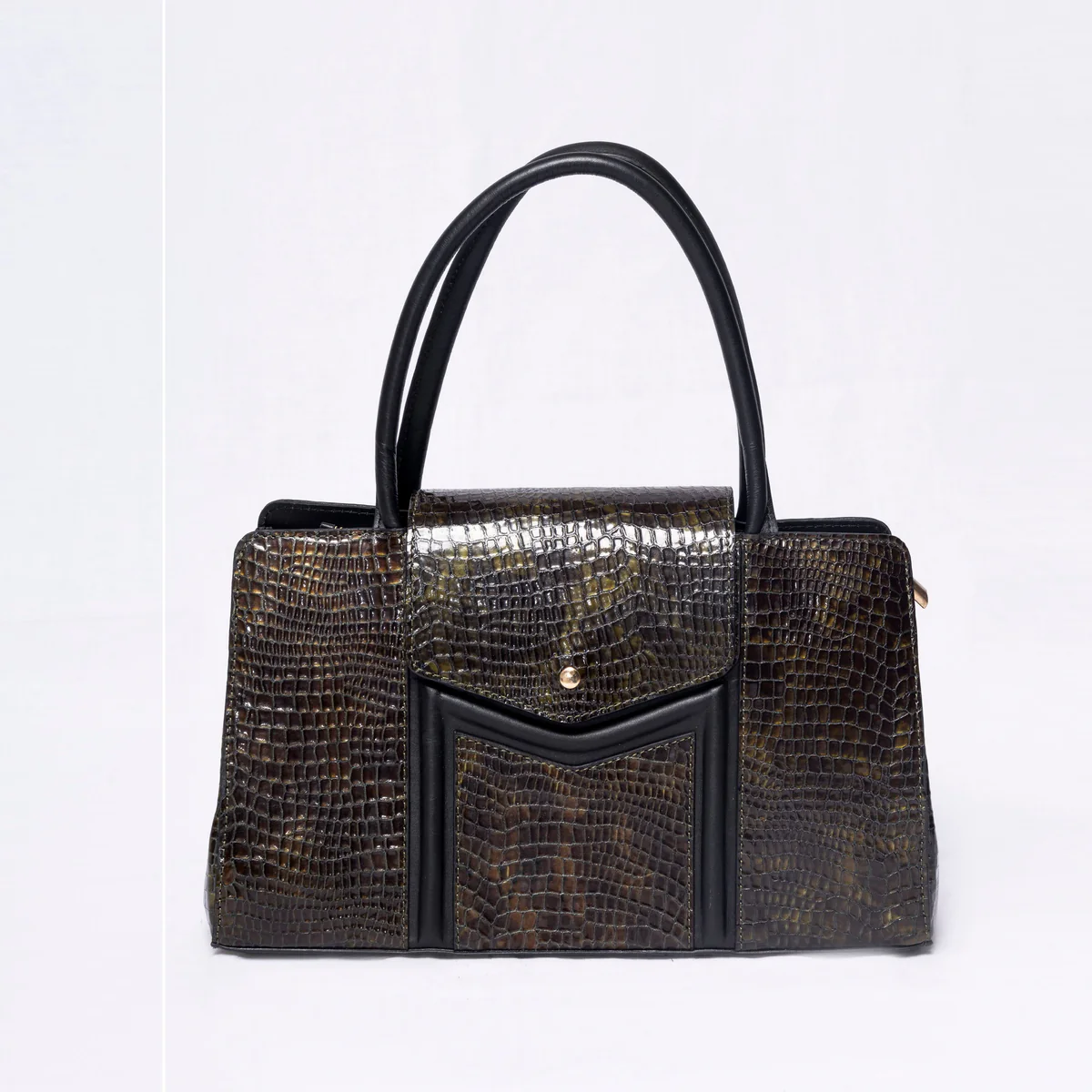 Crocodile Pattern Leather Tote Handbag
