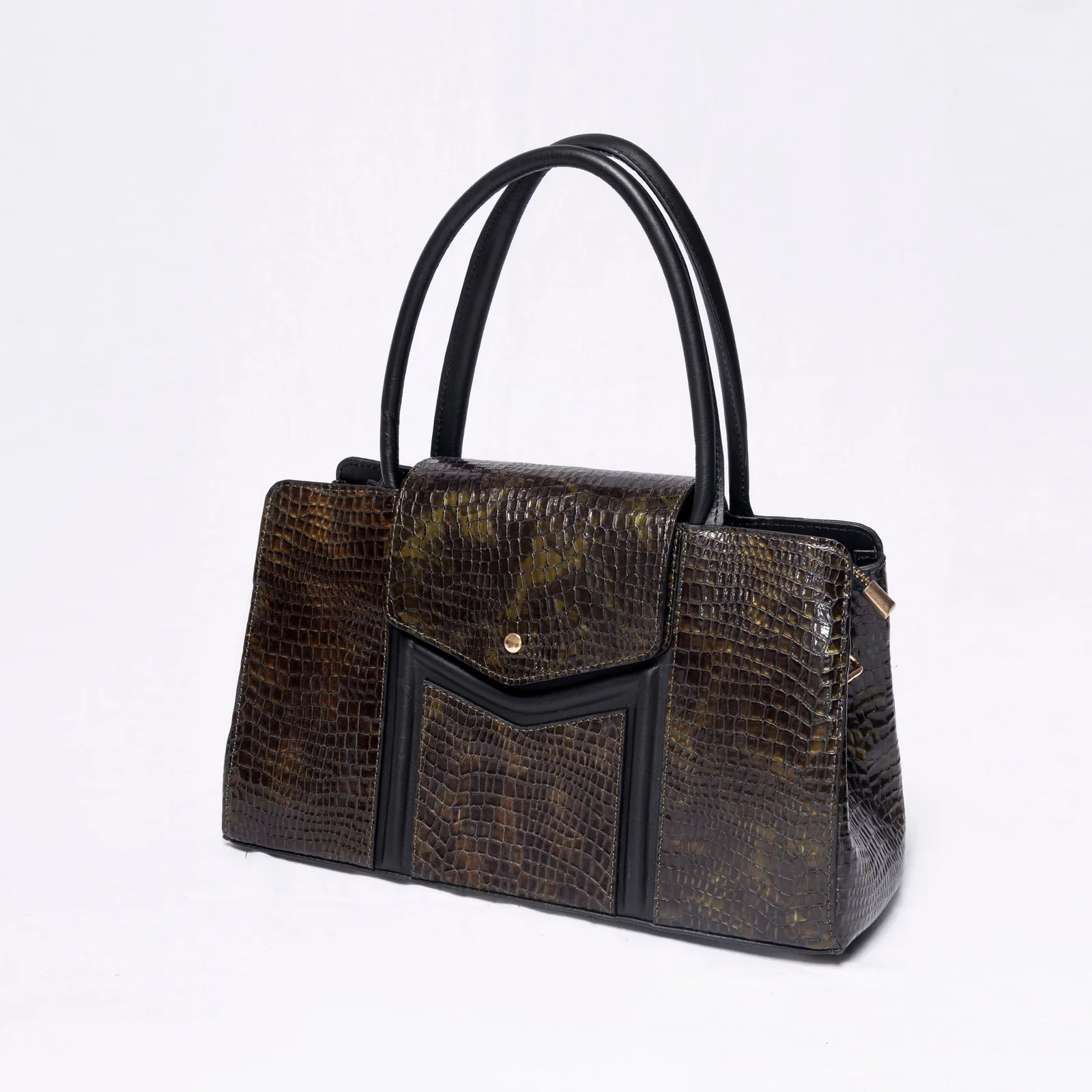 Crocodile Pattern Leather Tote Handbag