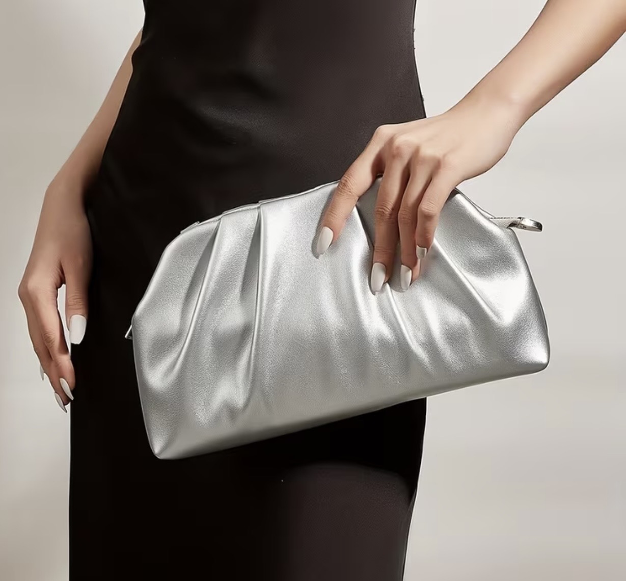 Metallic Pleated Clutch Bag
