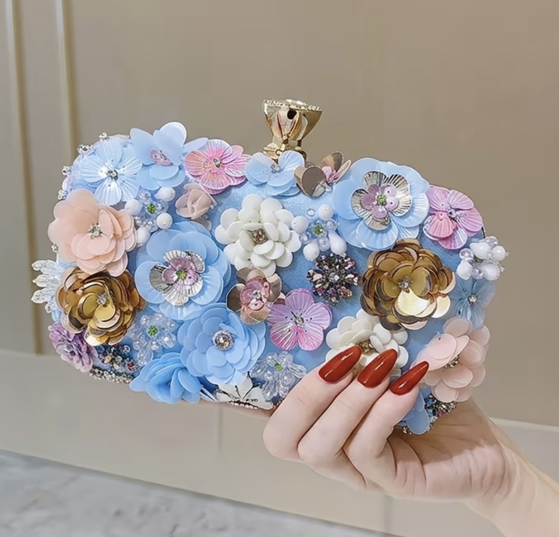 Floral Embellished Evening Clutch