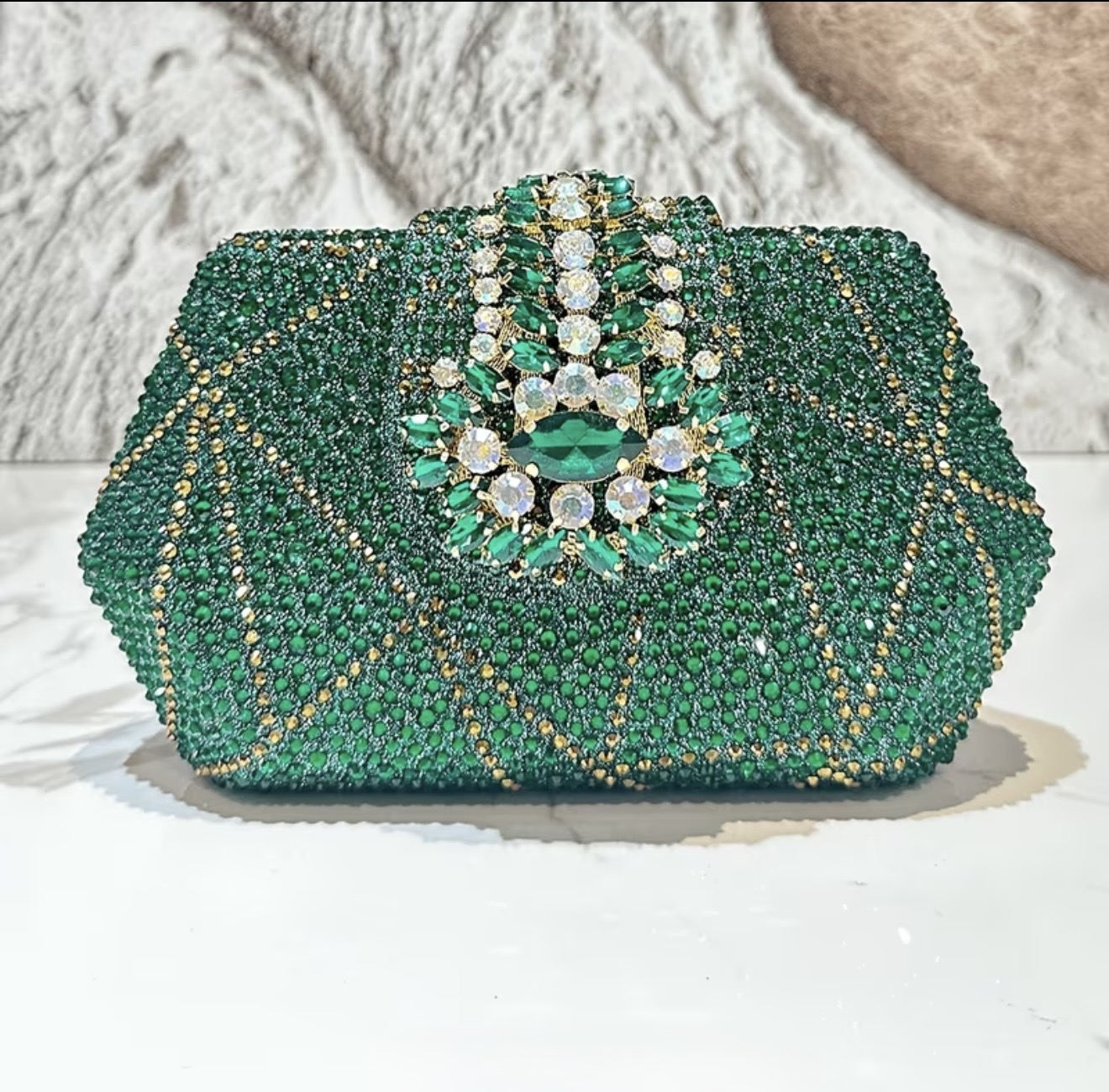 Emerald Crystal Evening Clutch