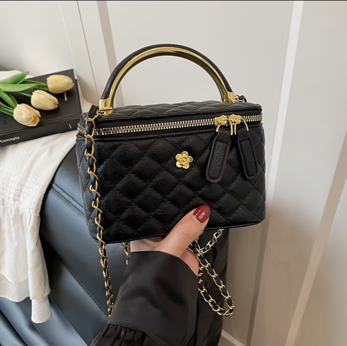 Quilted Black Mini Handbag