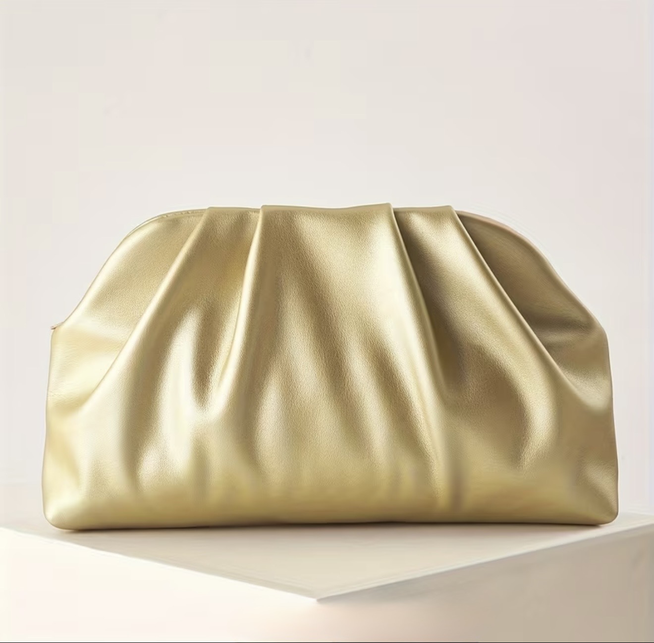 Metallic Pleated Clutch Bag