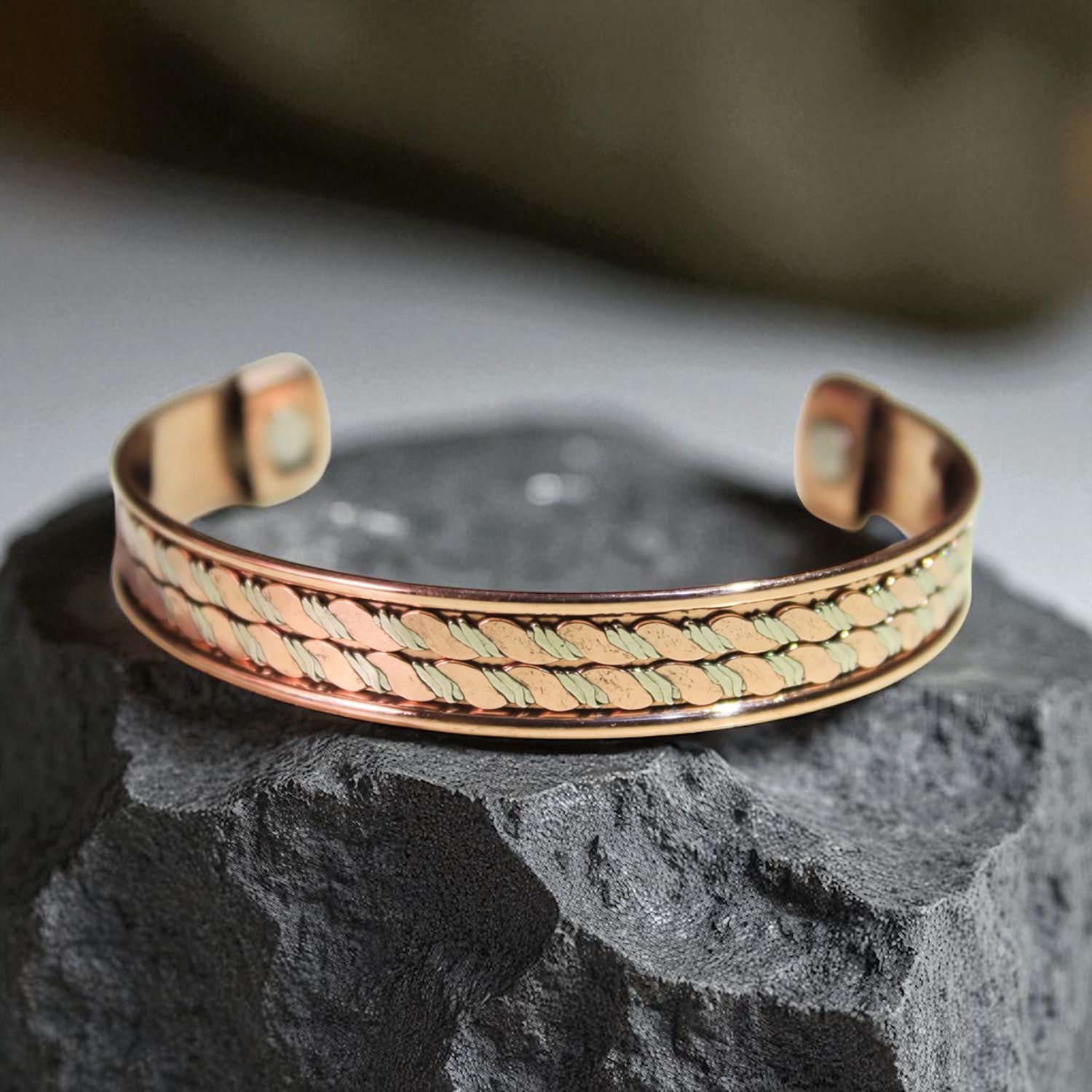 Mixed Metal Braided Cuff Bracelet