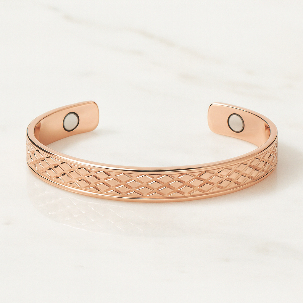 Copper Rose Gold Finish Magnetic Cuff Bracelet