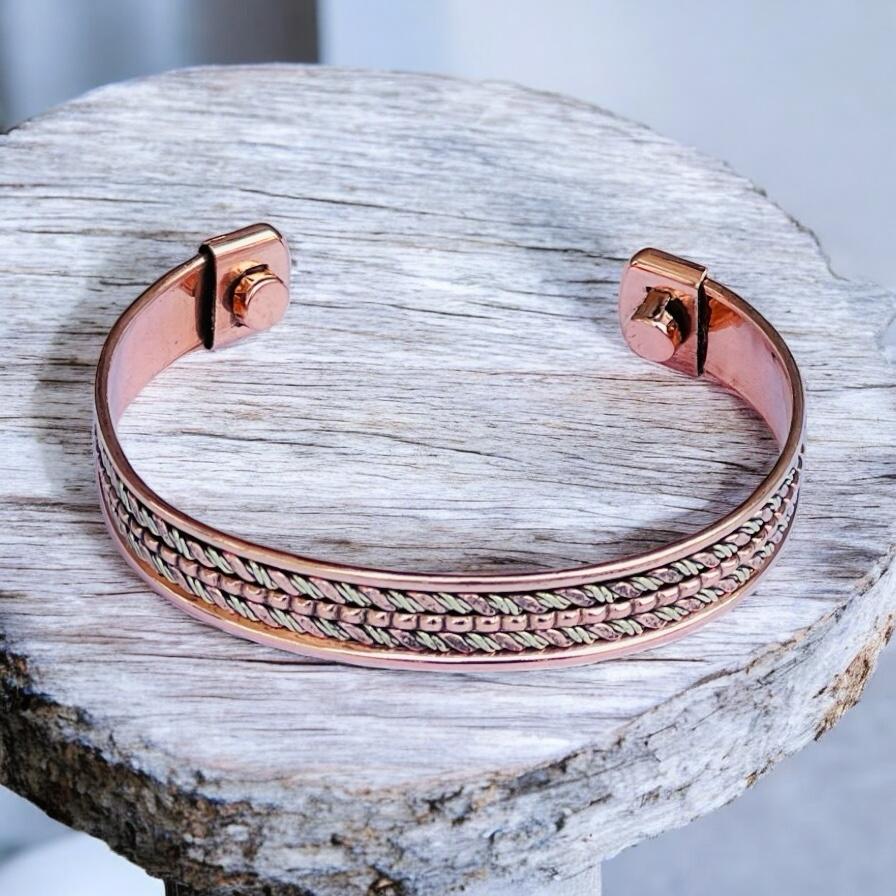 Copper Braided Magnetic Cuff Bracelet
