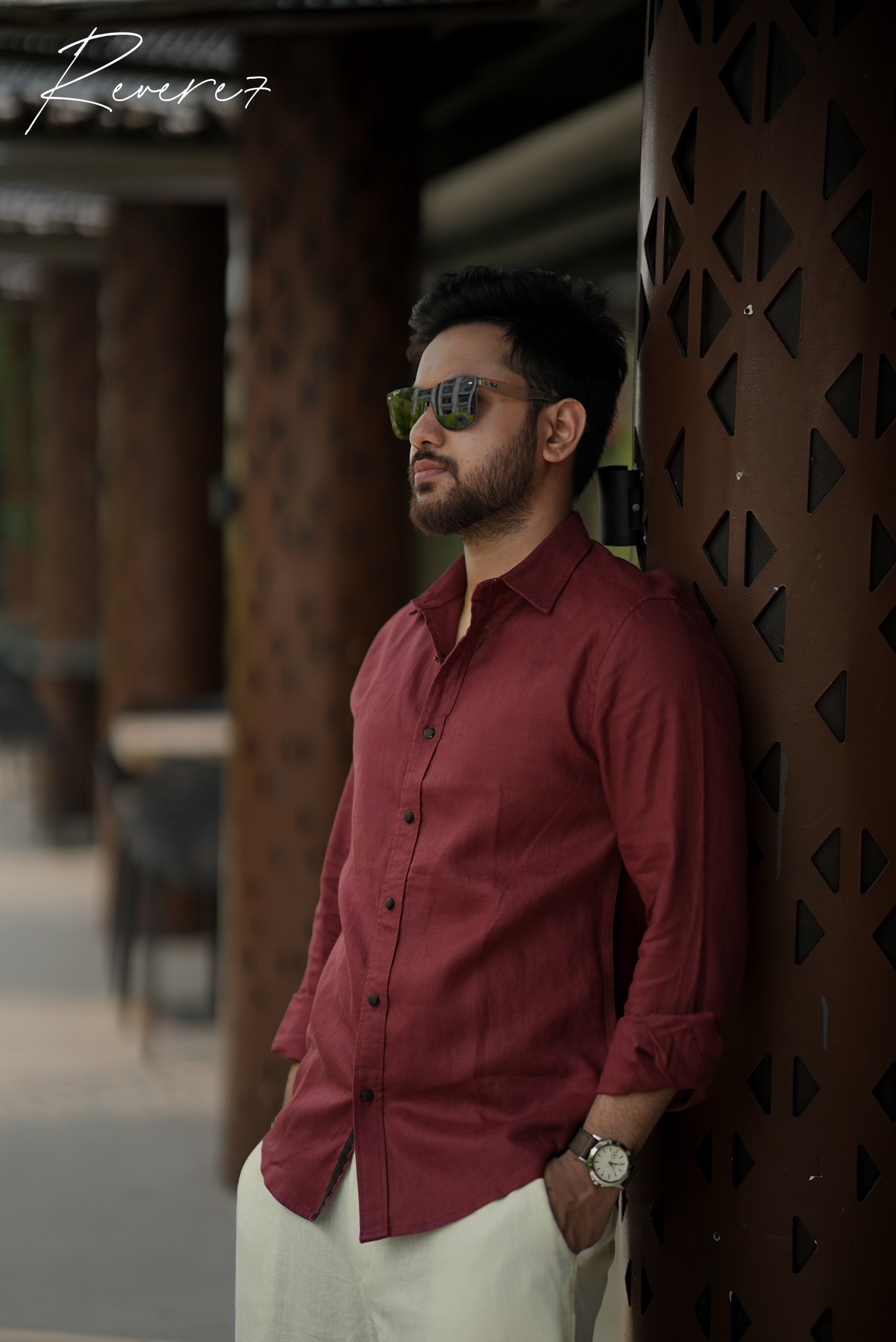 Men's Maroon Casual Shirt