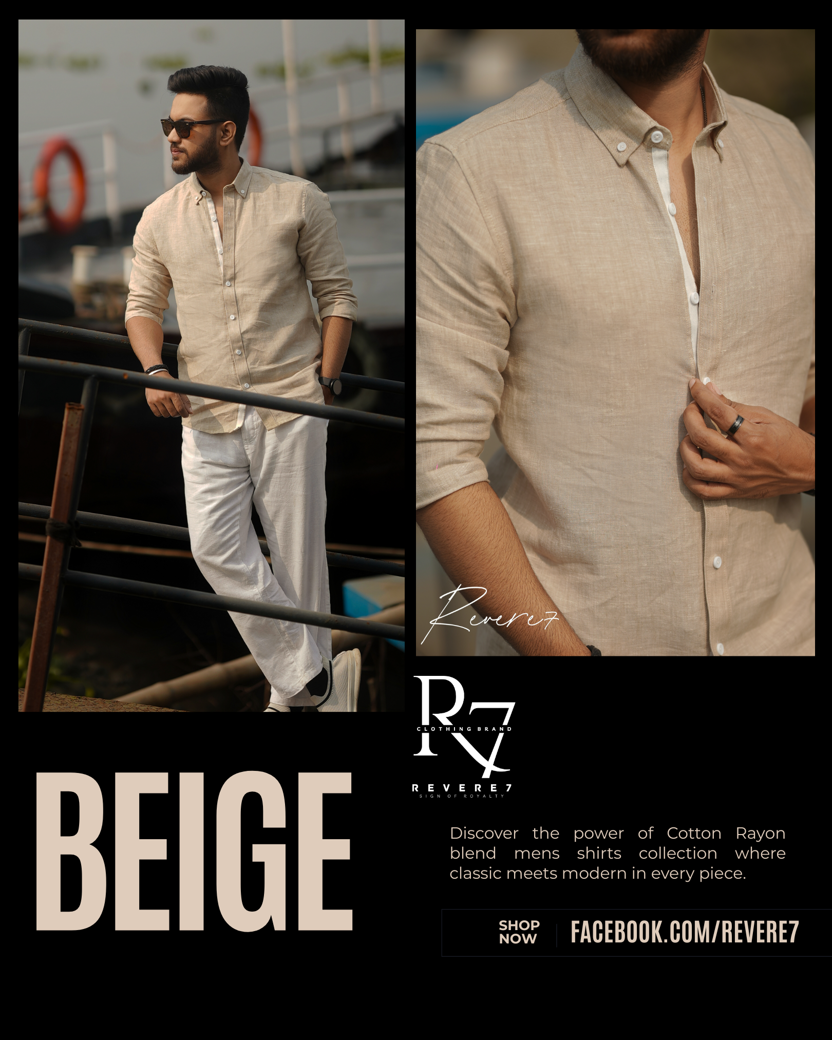 Beige Cotton Rayon Shirt