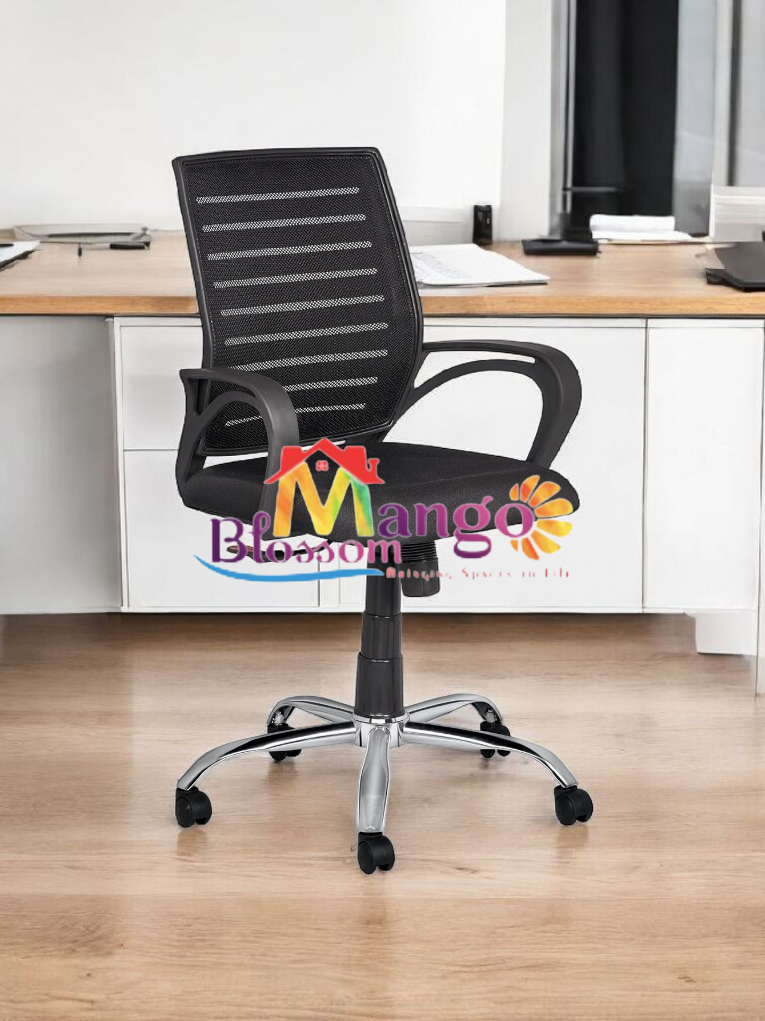 Mango Blossom Vicenza ergonomic Mid back mesh Office executive office chair black  