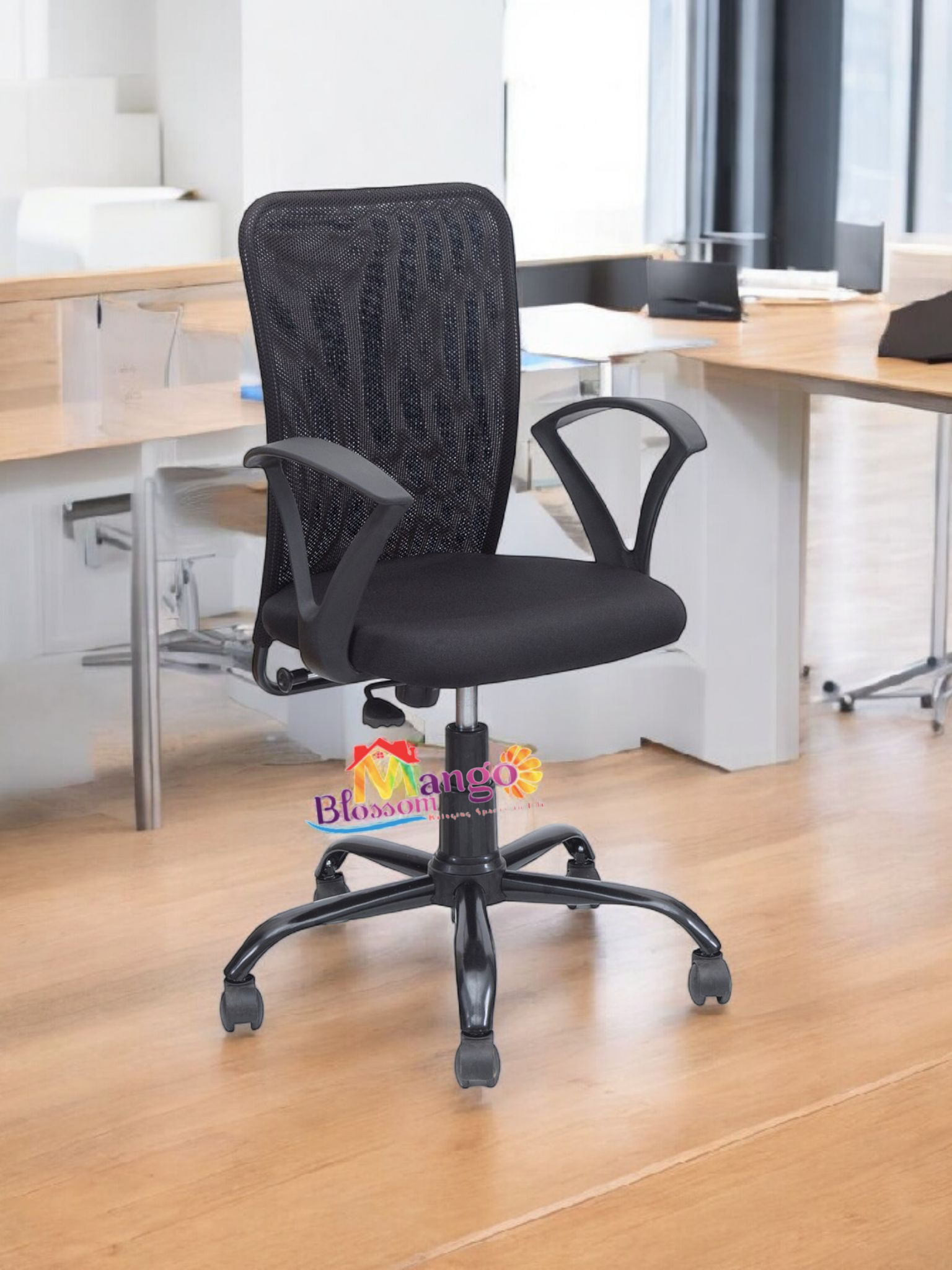 Mango Blossom Wales ergonomic Mid back mesh Office executive office chair black  