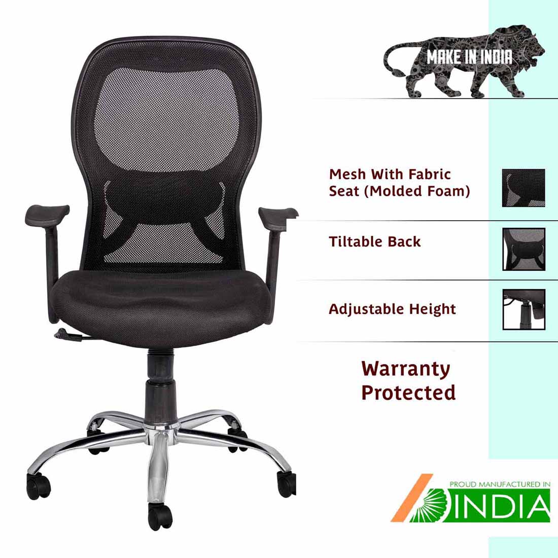 Mango Blossom Brisbane ergonomic Mid back mesh Office executive office chair black