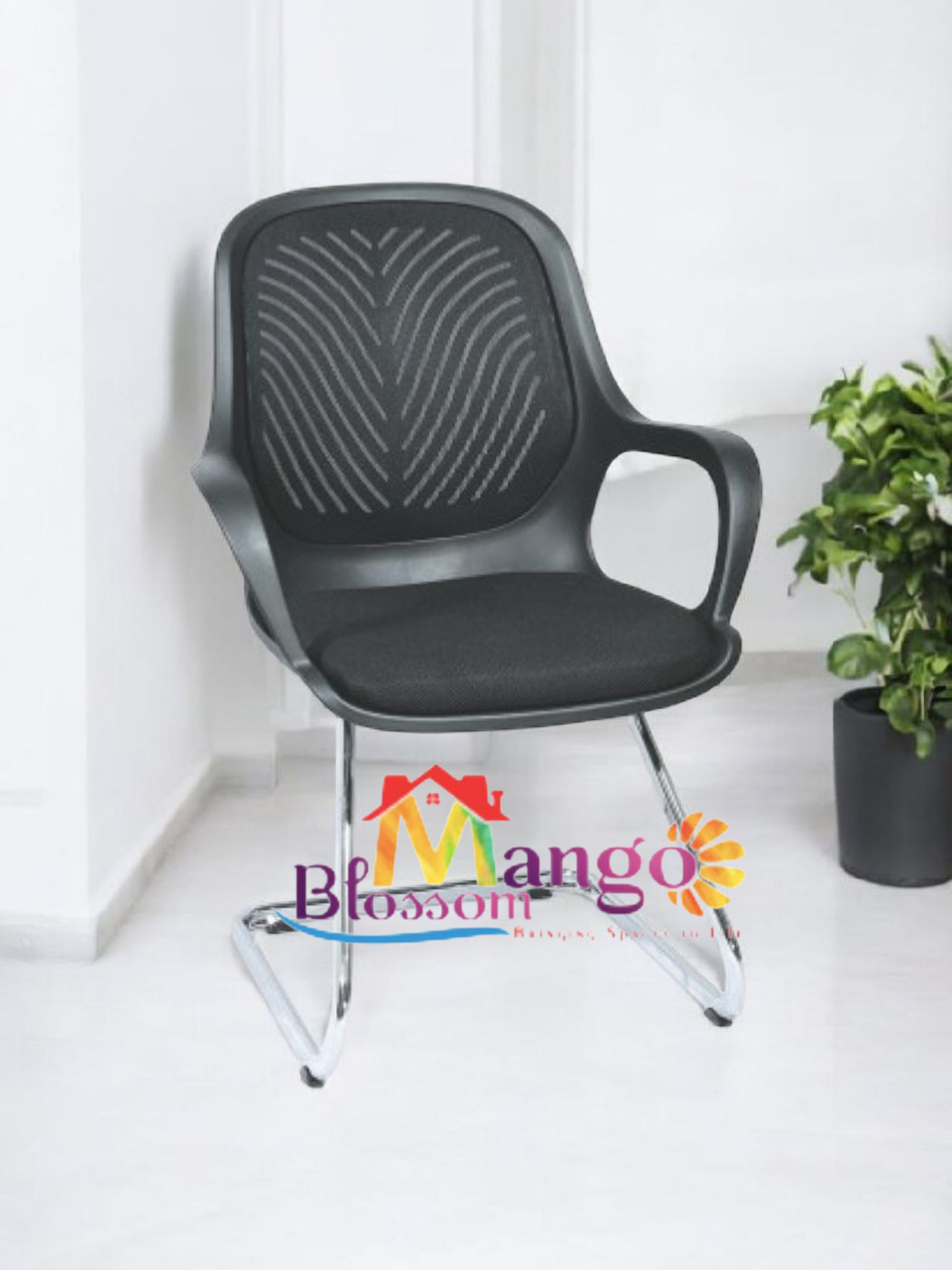 Mango Blossom Valley ergonomic Mid back mesh Visitor Office executive chair black