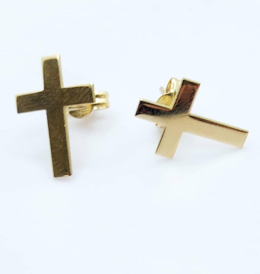 Pendientes de cruz oro de ley
