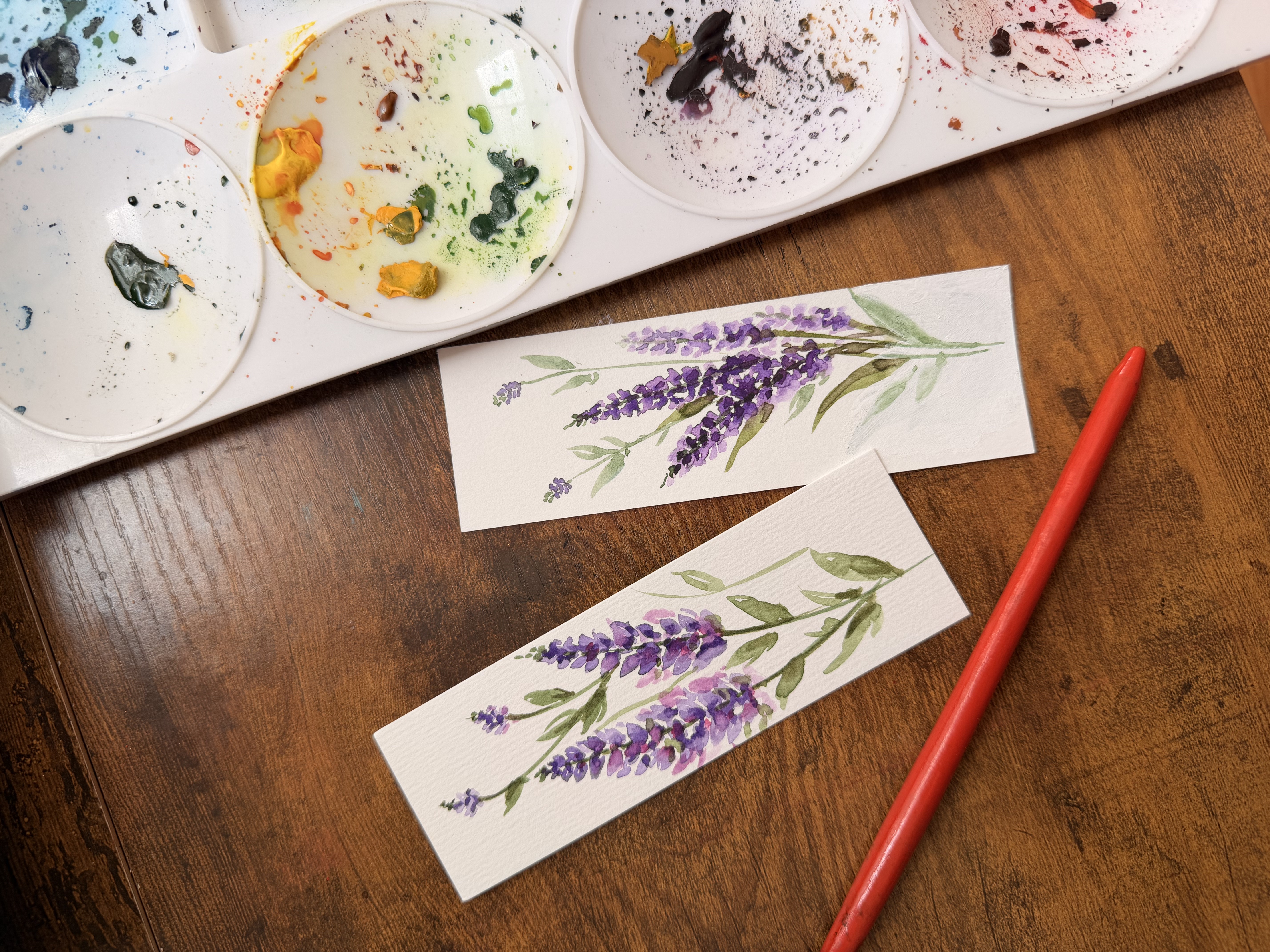 Hand-Painted Lavender Bookmarks