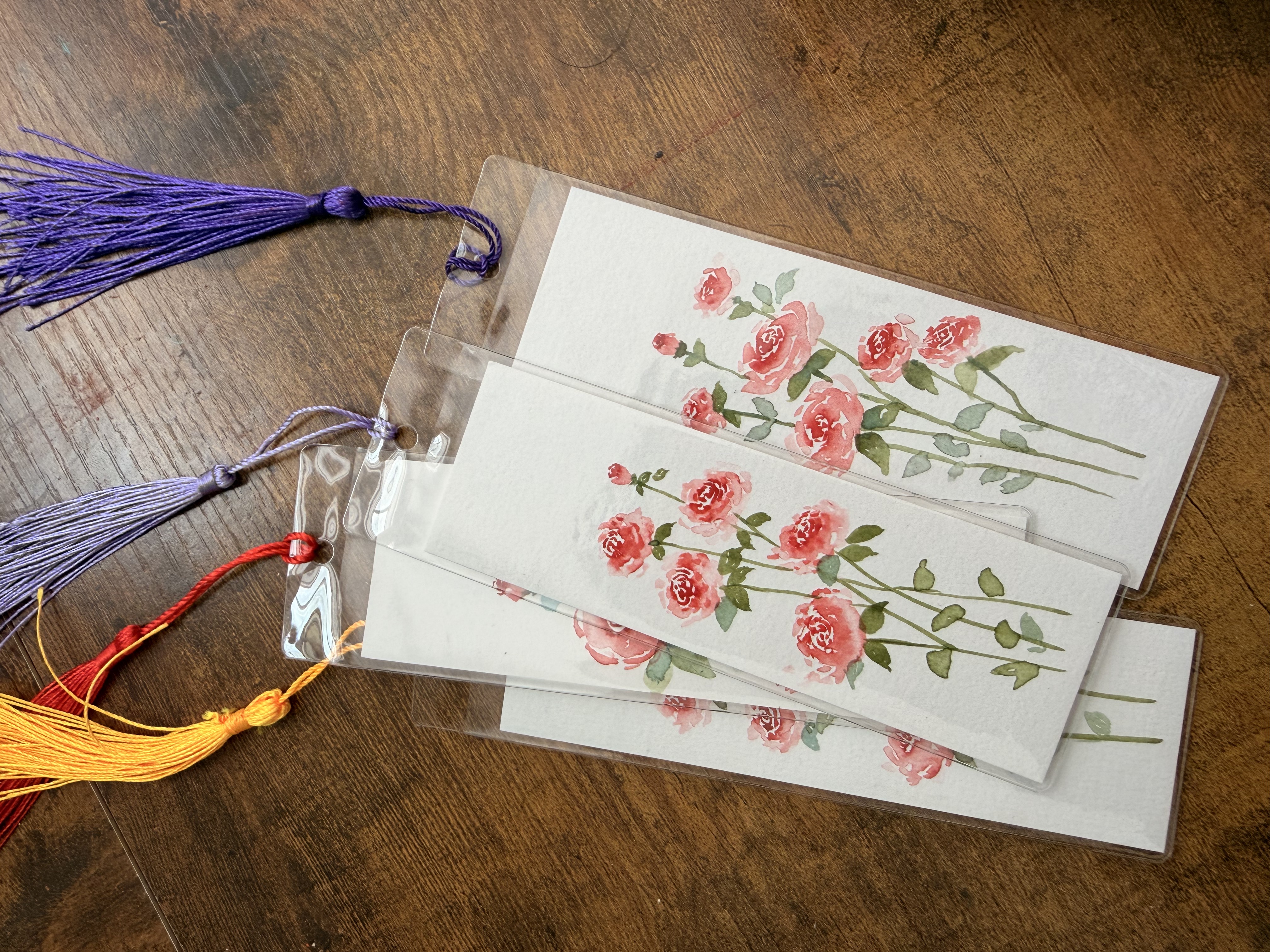 Hand-Painted Rose Bookmarks
