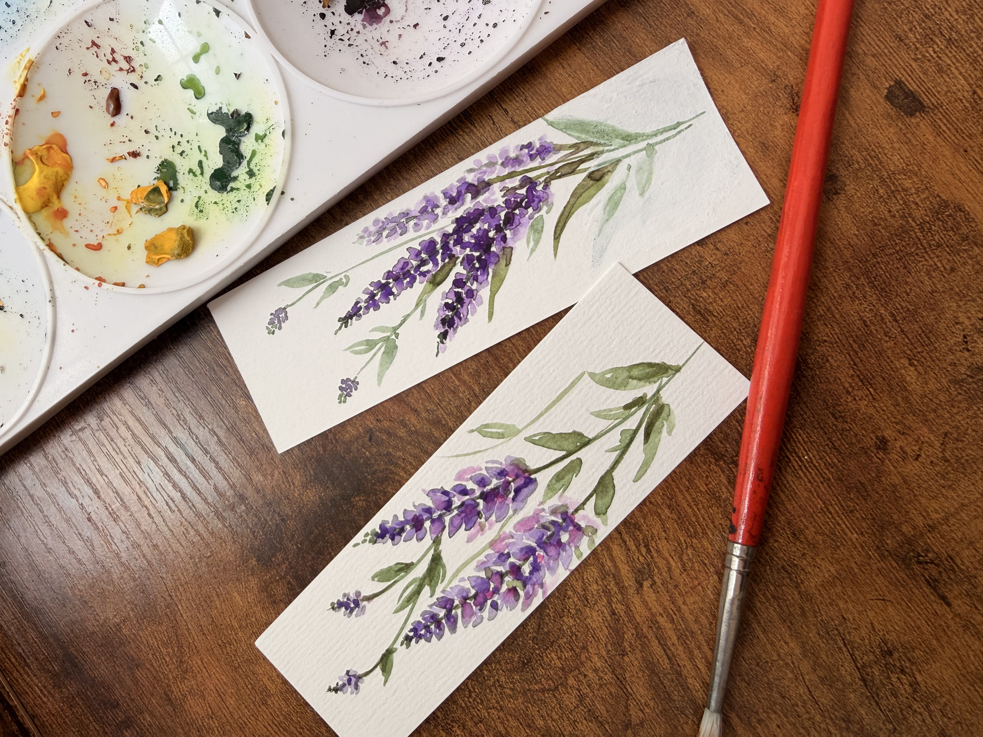 Hand-Painted Lavender Bookmarks