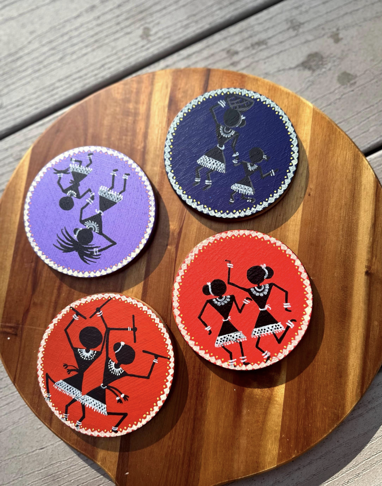 Handcrafted Tribal Art Coasters (Set of 4)