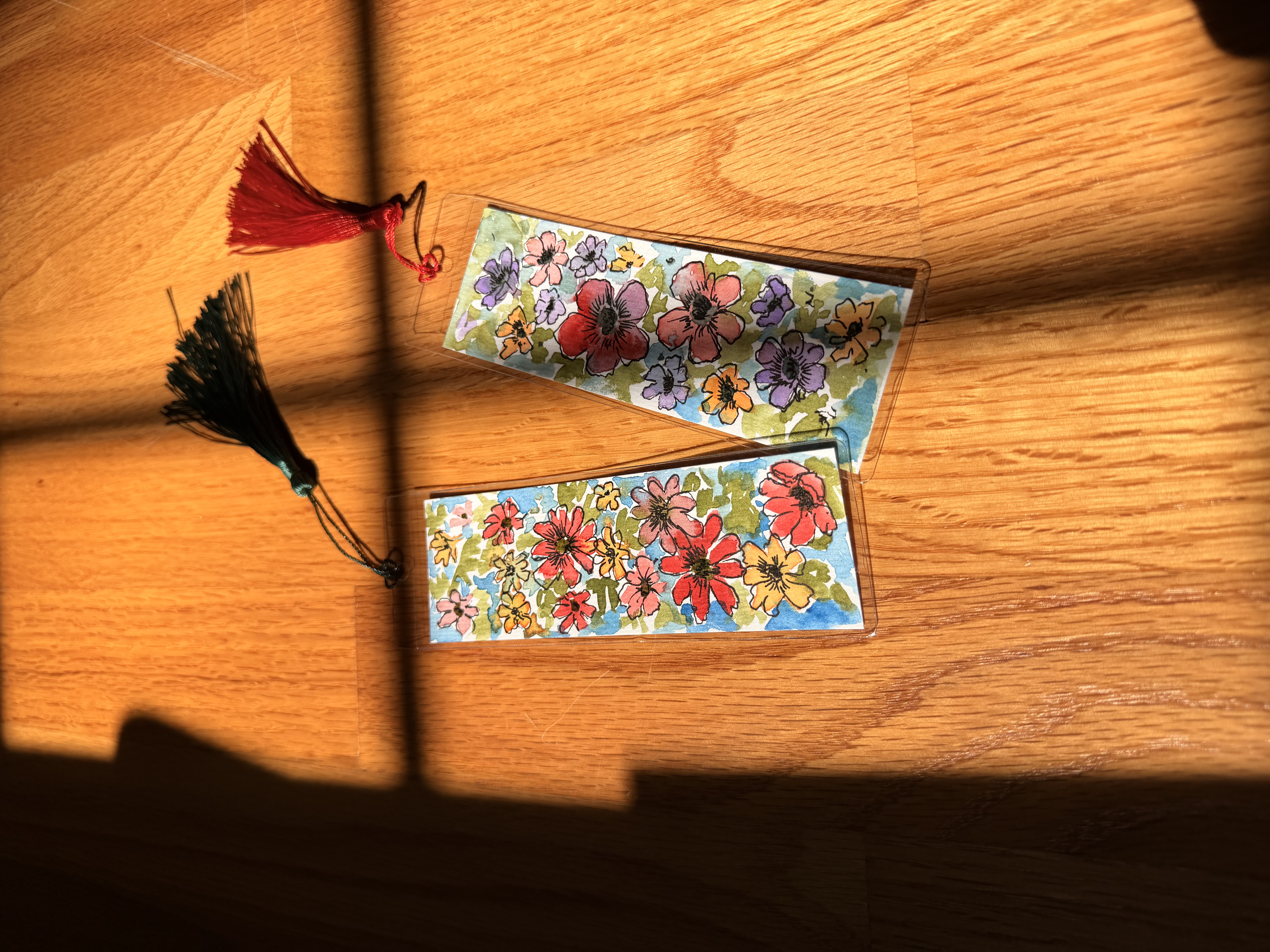 Hand-Painted Floral Bookmarks