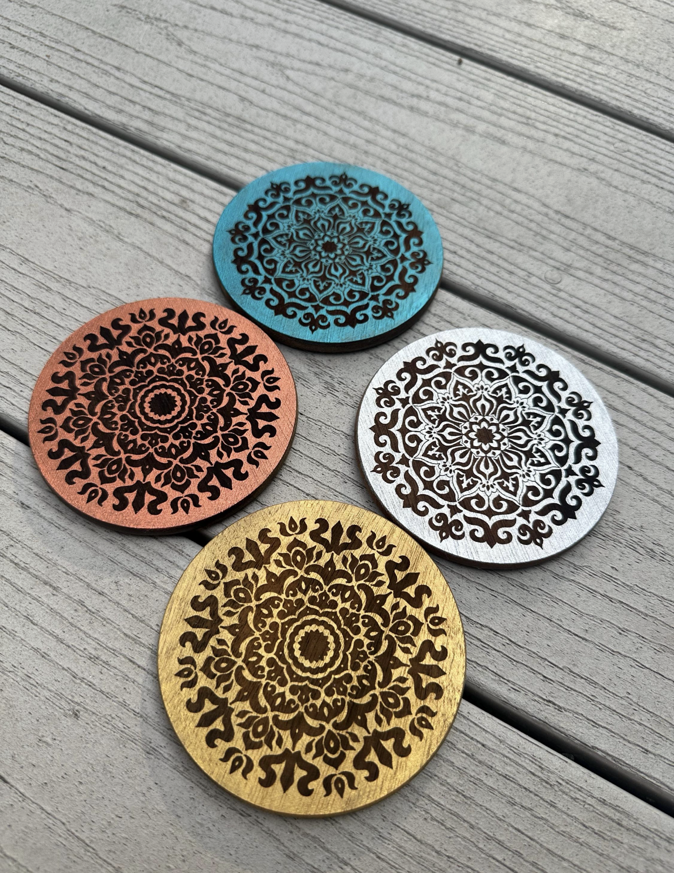 Handcrafted Mandala Coasters (Set of 4)