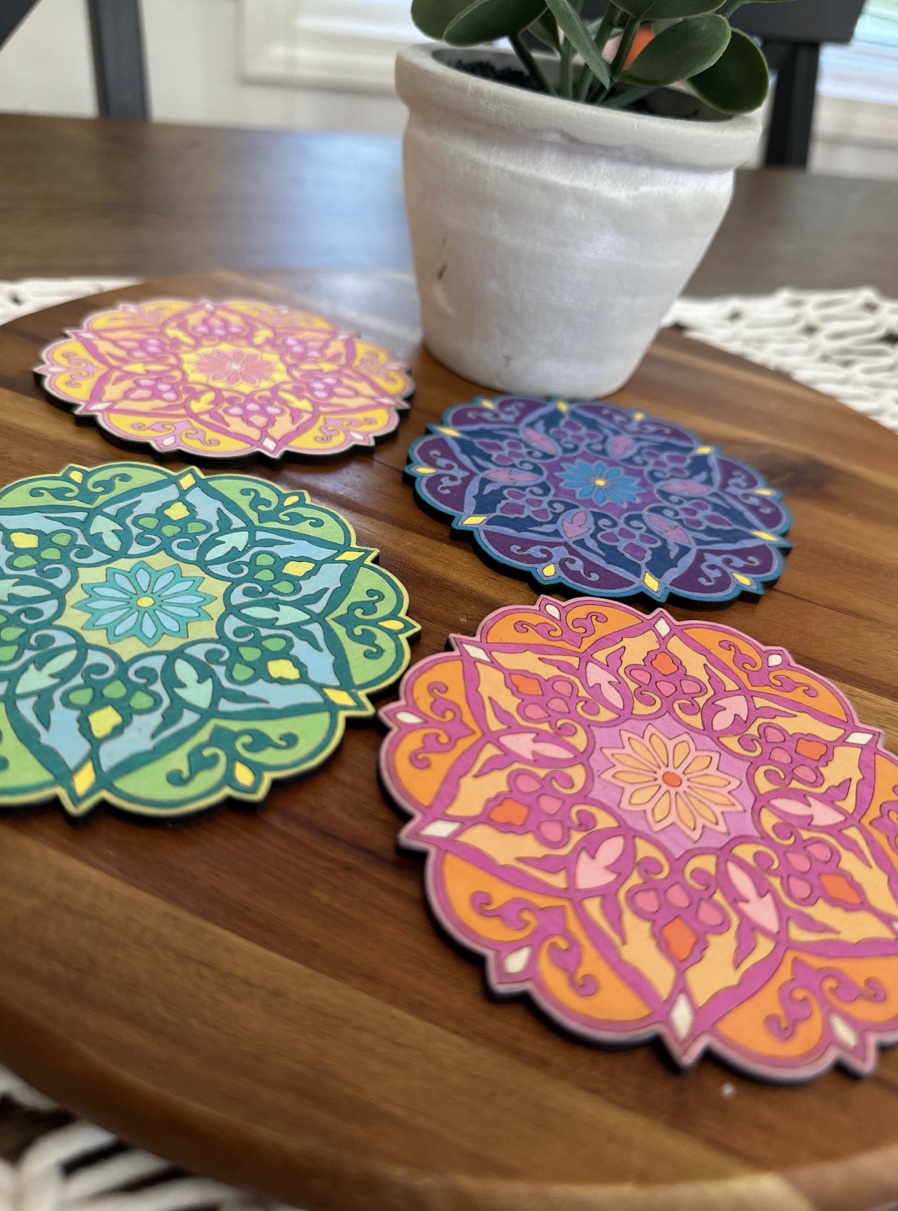 Handcrafted Mandala Coasters (Set of 4)