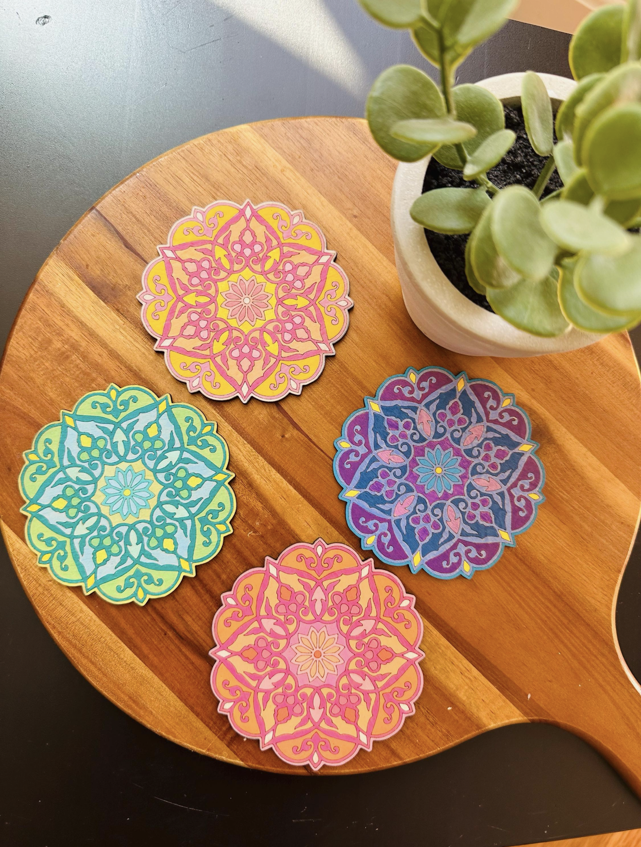 Handcrafted Mandala Coasters (Set of 4)