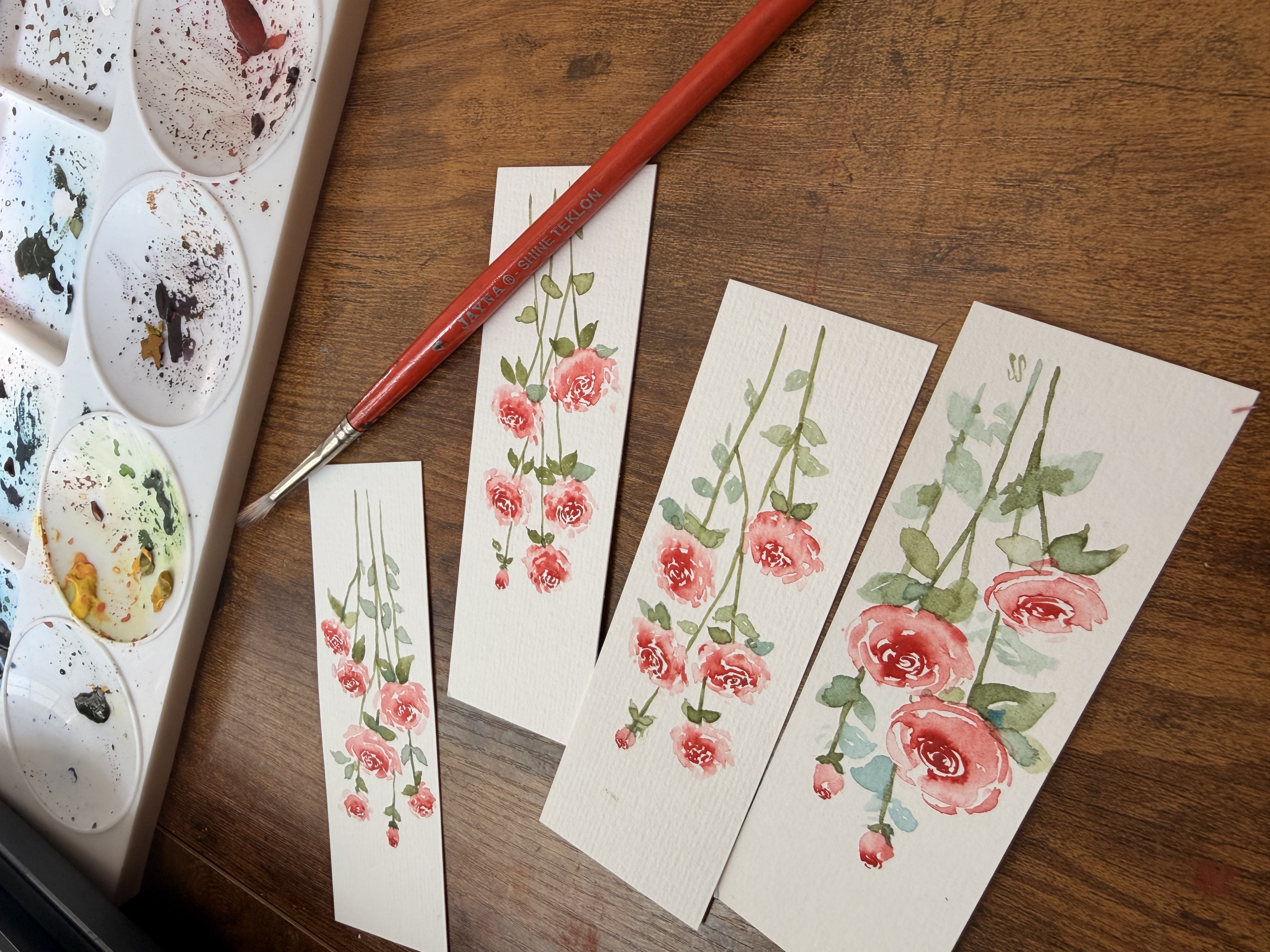 Hand-Painted Rose Bookmarks