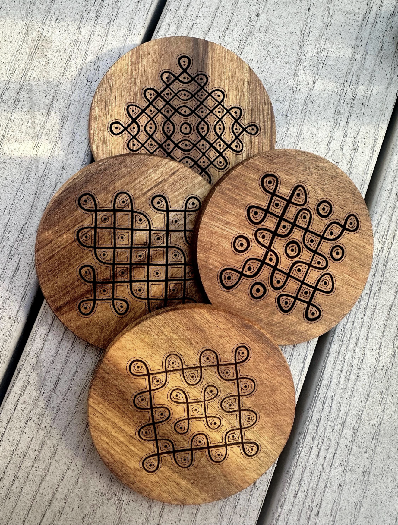 Handcrafted Kolam Coasters (Set of 4)