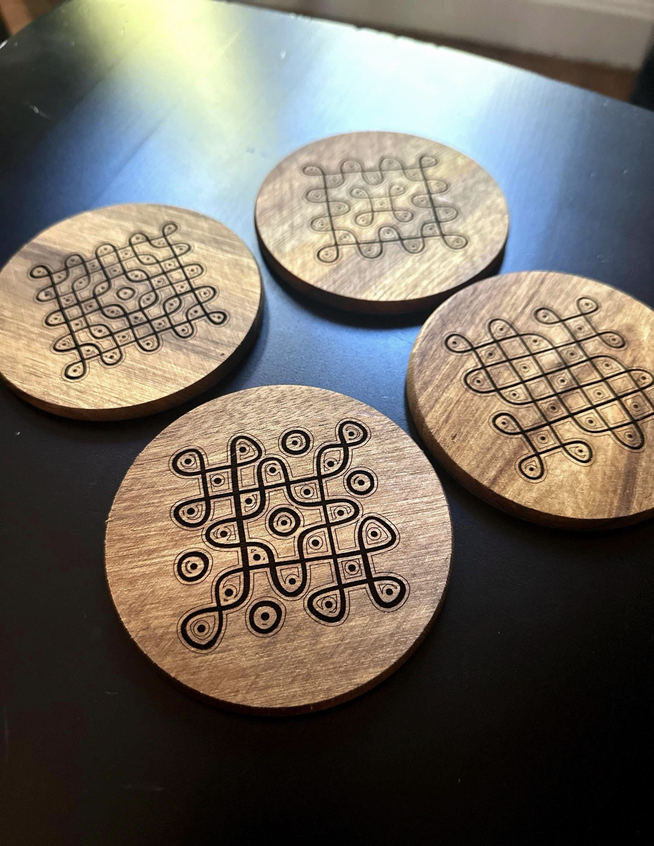 Handcrafted Kolam Coasters (Set of 4)