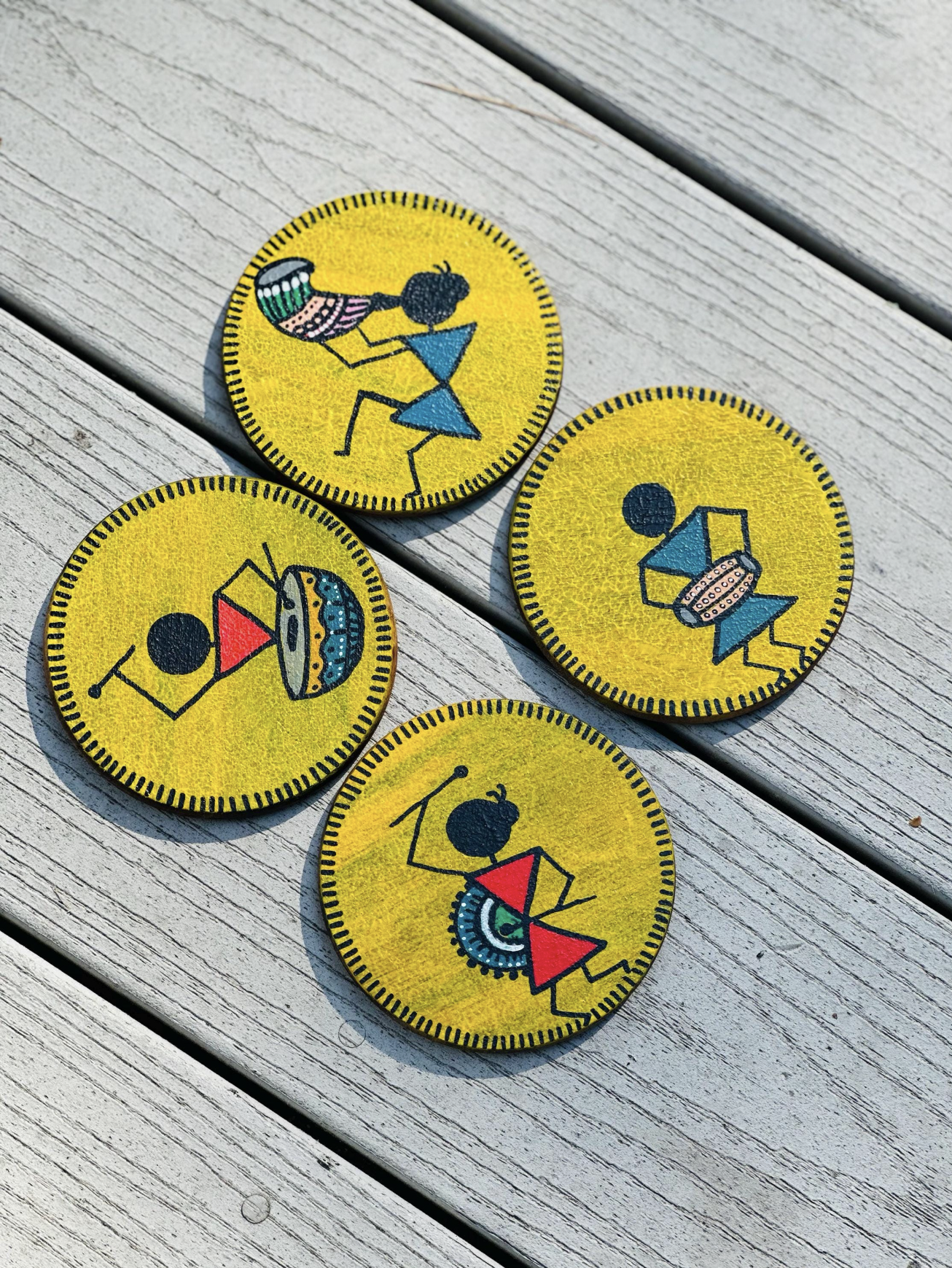 Handcrafted Tribal Art Coasters (Set of 4)