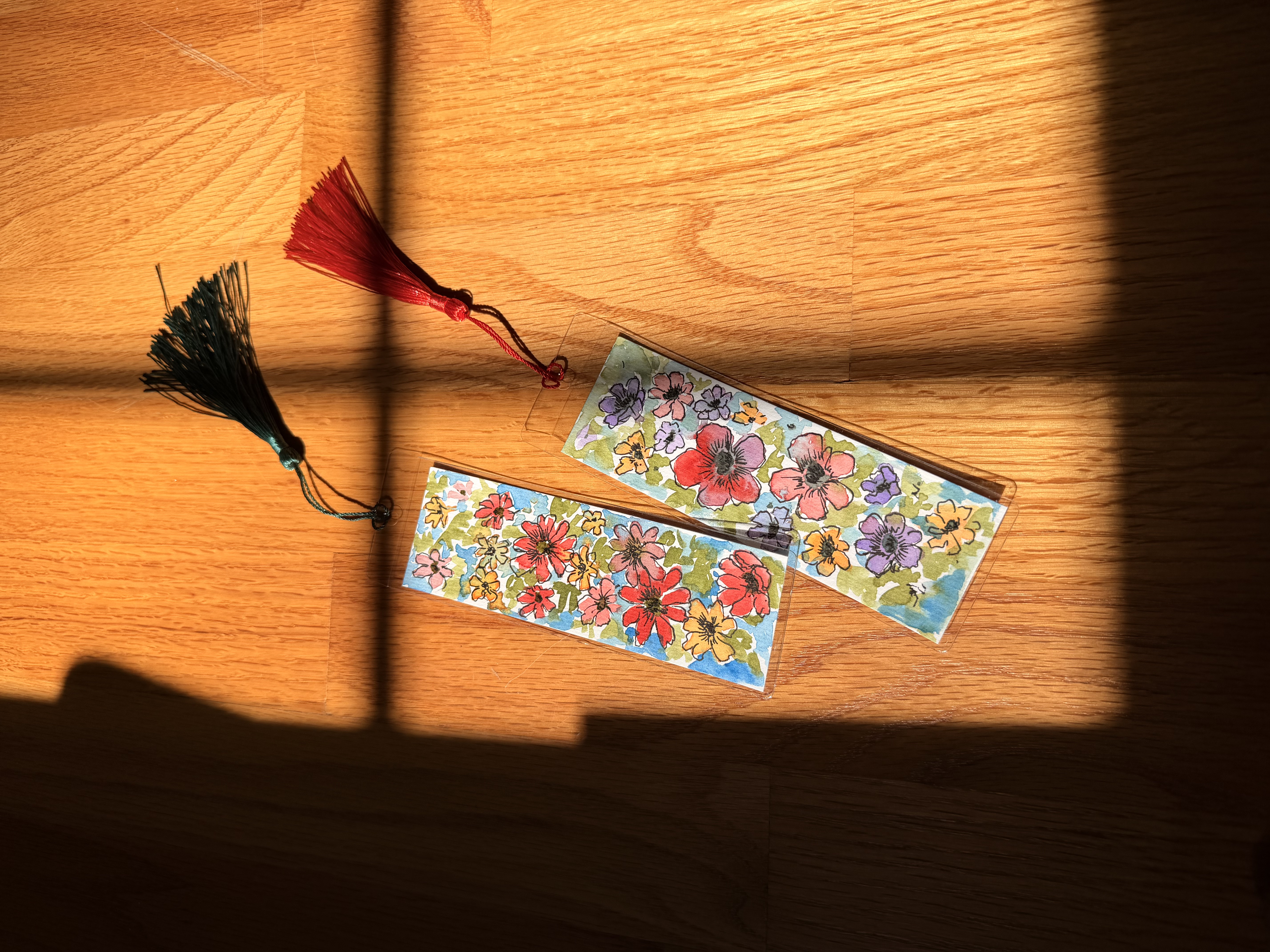 Hand-Painted Floral Bookmarks