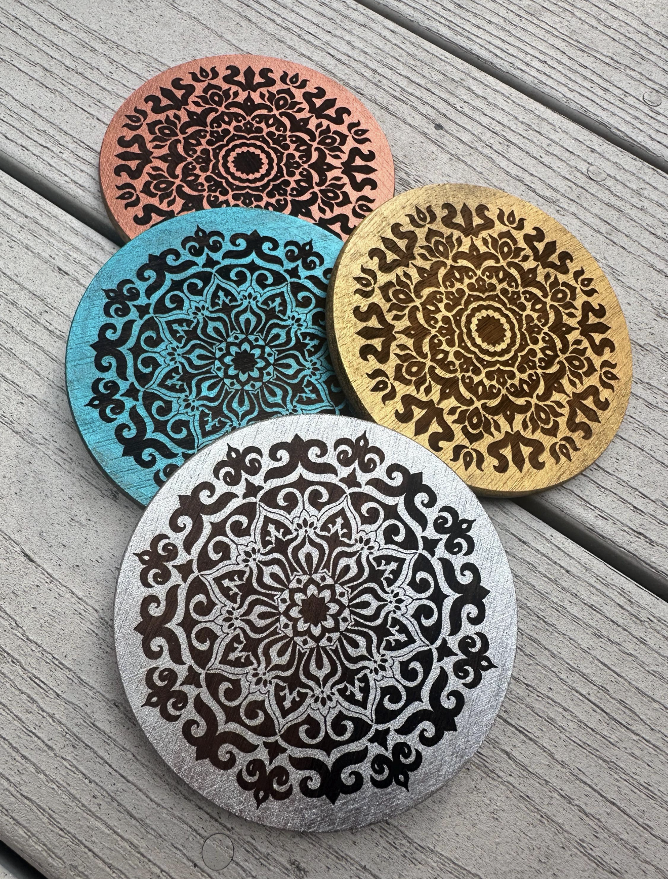 Handcrafted Mandala Coasters (Set of 4)