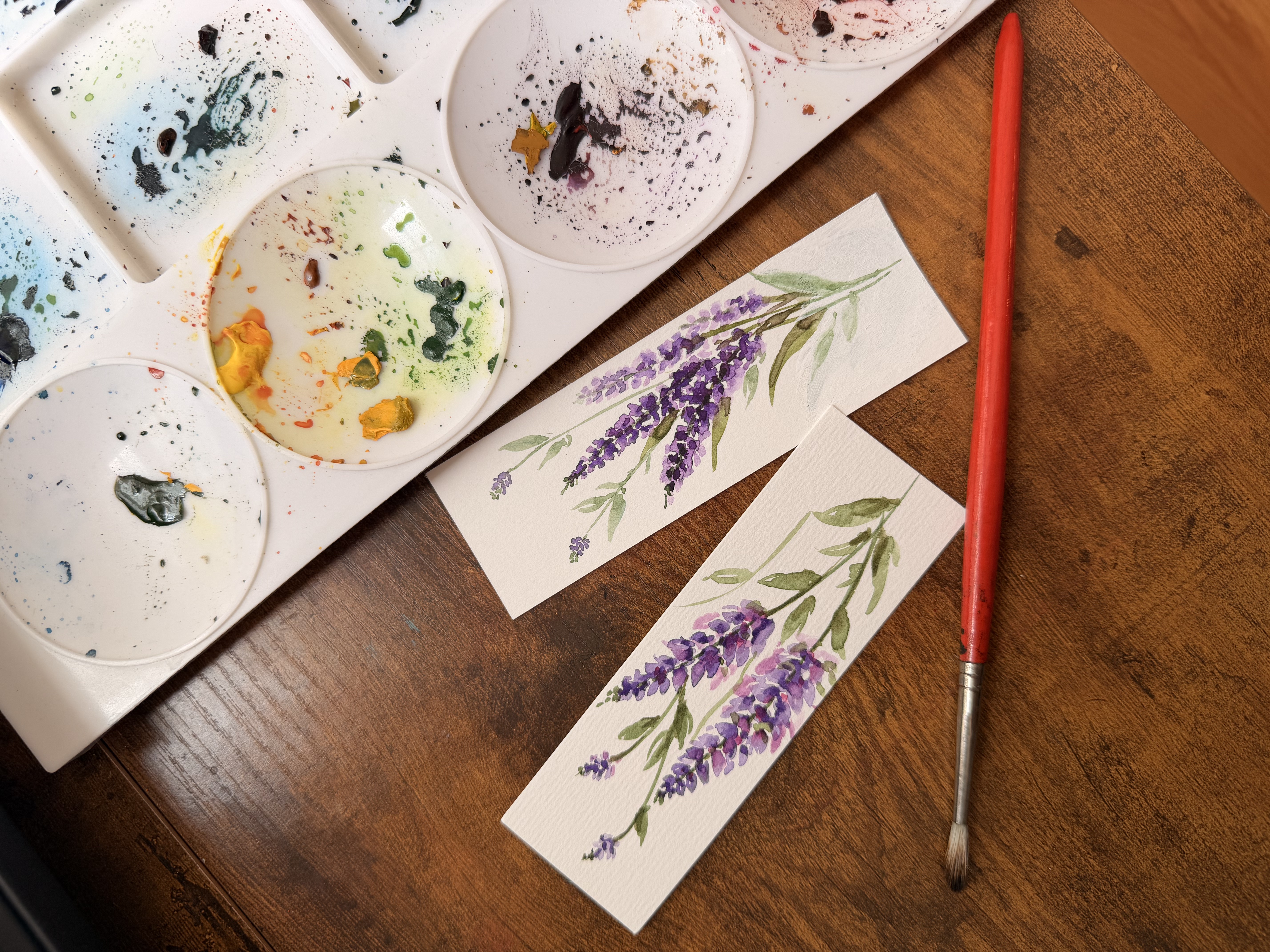 Hand-Painted Lavender Bookmarks