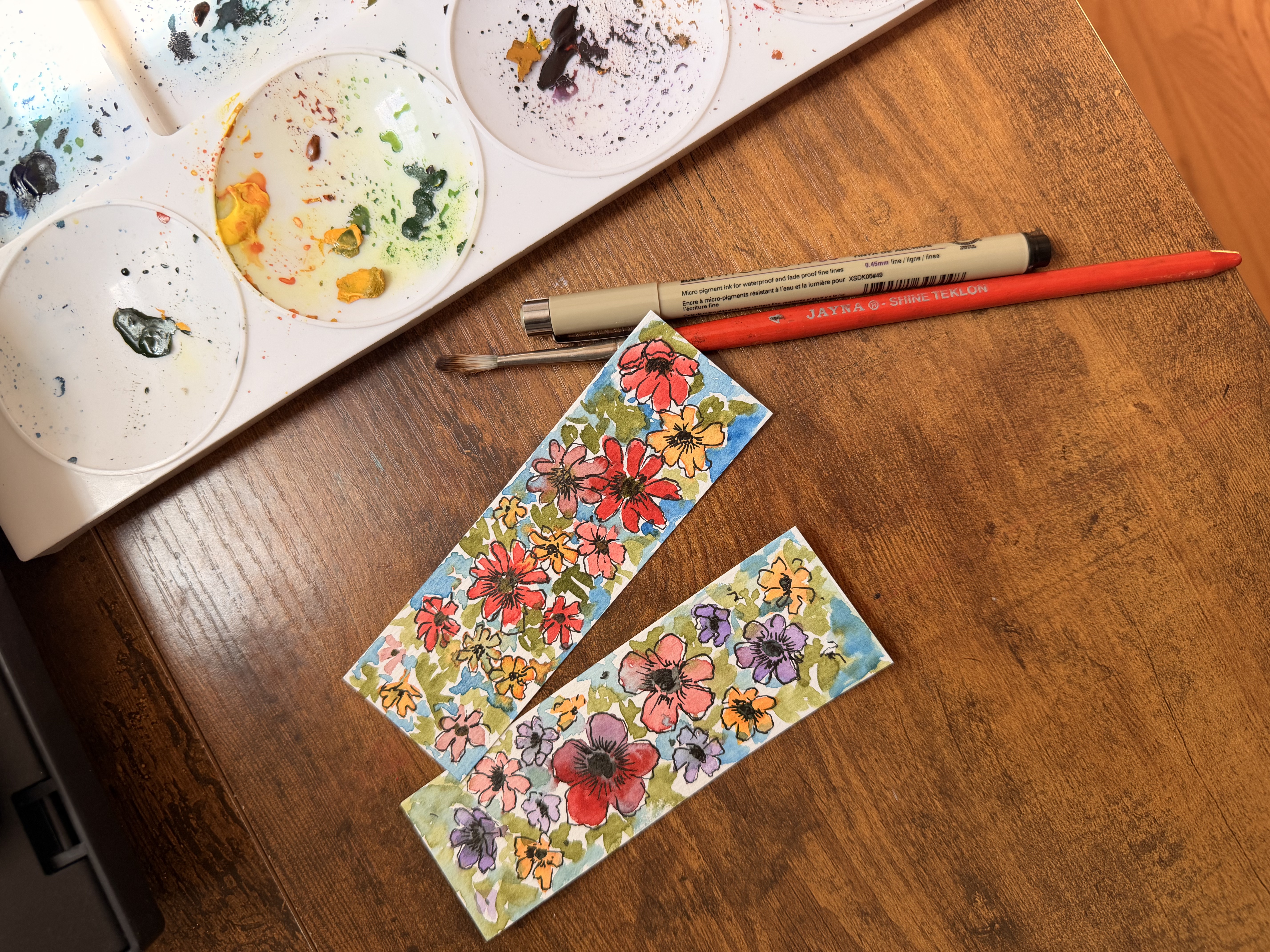 Hand-Painted Floral Bookmarks