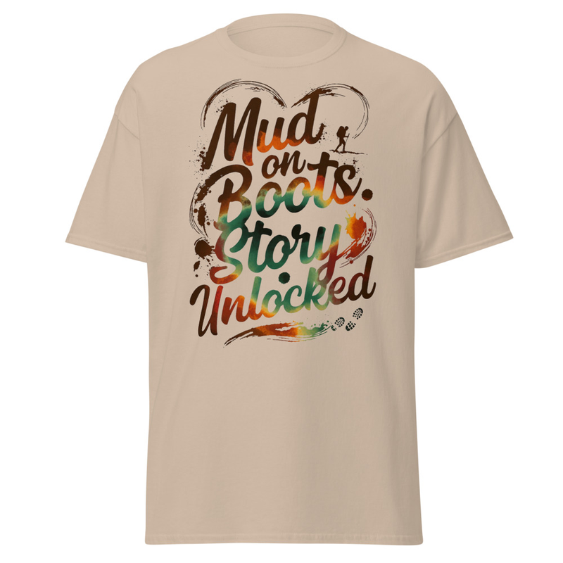 Mud on Boots. Story Unlocked — Hiker Heart Typography Unisex classic tee