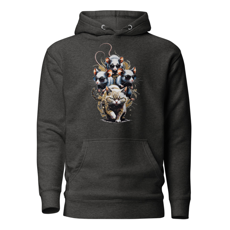 Three Mice on Cat – Blind Mice Riding Grumpy Cat Unisex Hoodie