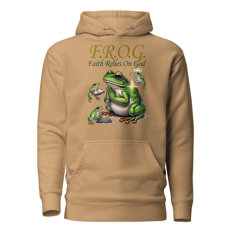 F.R.O.G. Faith Relies On God - Praying Frog Christian Unisex Hoodie
