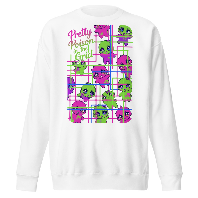 Pretty Poison in the Grid - Neon Kawaii Monster Circuit Unisex Premium Sweatshirt