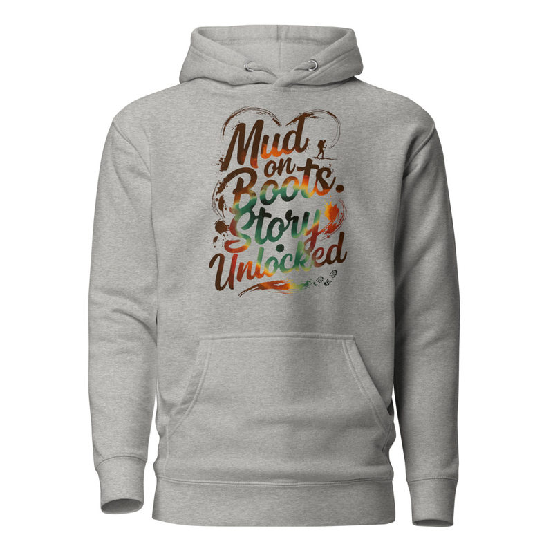 Mud on Boots. Story Unlocked — Hiker Heart Typography Unisex Hoodie