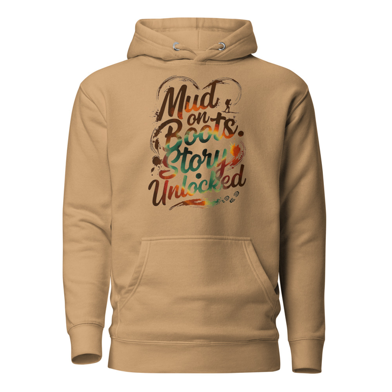 Mud on Boots. Story Unlocked — Hiker Heart Typography Unisex Hoodie