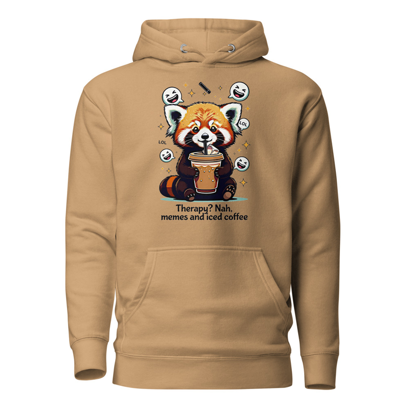 Therapy? Nah, Memes and Iced Coffee - Funny Red Panda Unisex Hoodie