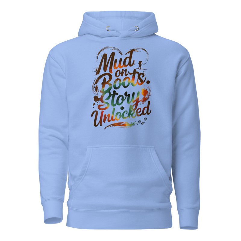 Mud on Boots. Story Unlocked — Hiker Heart Typography Unisex Hoodie