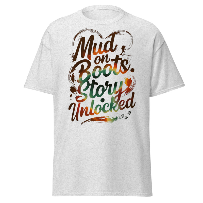 Mud on Boots. Story Unlocked — Hiker Heart Typography Unisex classic tee