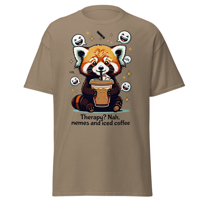 Therapy? Nah, Memes and Iced Coffee - Funny Red Panda Unisex classic tee