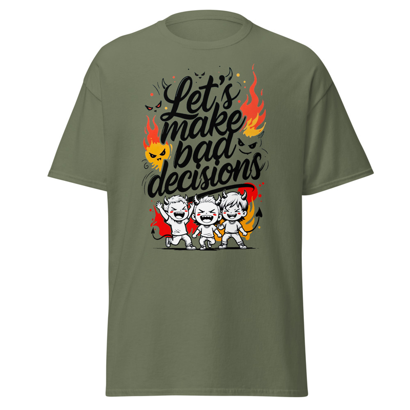 Let's Make Bad Decisions - Devil Squad Flame Graphic Unisex classic tee