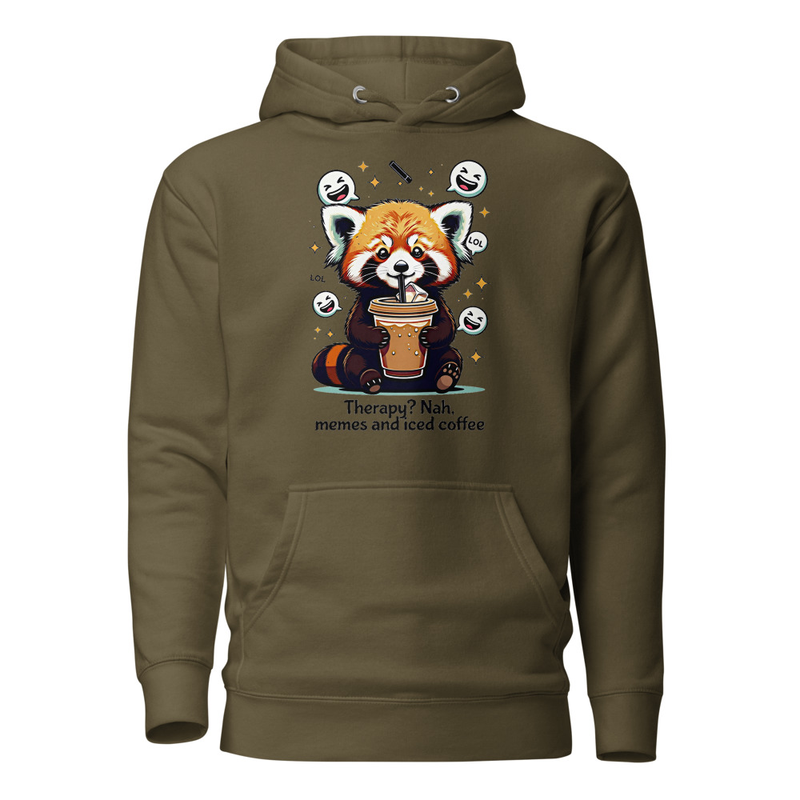 Therapy? Nah, Memes and Iced Coffee - Funny Red Panda Unisex Hoodie