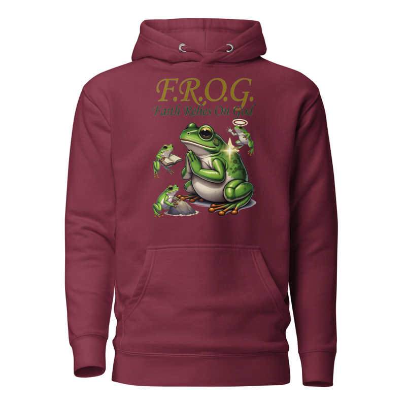 F.R.O.G. Faith Relies On God - Praying Frog Christian Unisex Hoodie