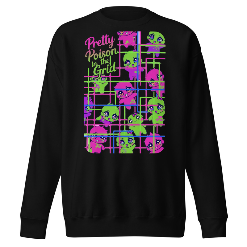Pretty Poison in the Grid - Neon Kawaii Monster Circuit Unisex Premium Sweatshirt