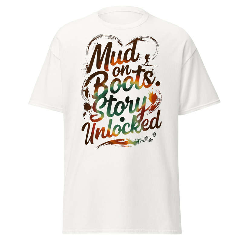 Mud on Boots. Story Unlocked — Hiker Heart Typography Unisex classic tee