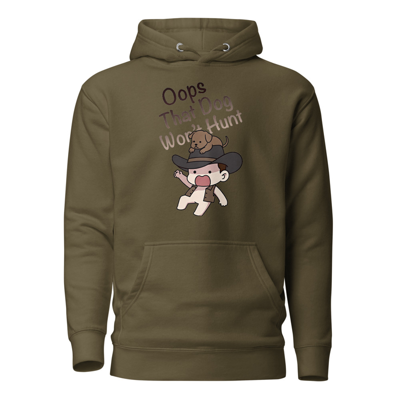 Oops That Dog Won't Hunt - Cowboy Kid & Puppy Satire Unisex Hoodie